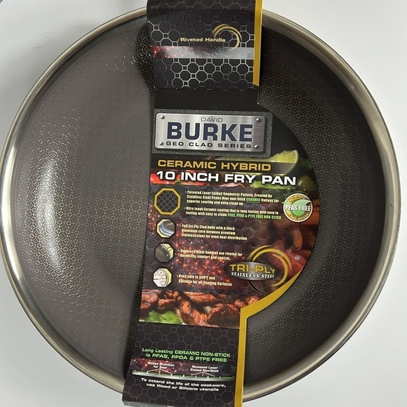 David Burke Ceramic Hybrid 8" 10" Heavy Stainless Steel Skillet Frying Pans NEW - Picture 9 of 12